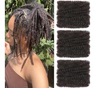 Mscat 16 pulgadas 3 paquetes de pelo afro rizado rizado a granel para mujeres de rizado para primavera de pelo marrón afro Kinkys a granel pelo sintético para extensiones de rastas, locs de reparación