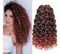 Mscat 8 paquetes GoGo Curl al crochet cabello 35.56 cm corto al crochet cabello rizado Ombre Beach Curl onda de agua torsión profunda al crochet trenzas trenza sintética Extensiones de cabello