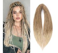 Mscat Extensiones sintéticas rubias degradadas de doble extremo, 24 pulgadas, ancho de 0,6 cm, rastas de lana hippie, 10 hebras hechas a mano, extensiones de loc suave para mujeres y hombres