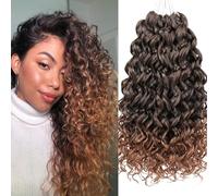 Mscat GoGo Curl al Crochet cabello 35,56 cm rizado al Crochet cabello, 8 paquetes de ola de océano al Crochet cabello, ola de playa con efecto sombra y rizado de agua con torsión profunda Extensiones