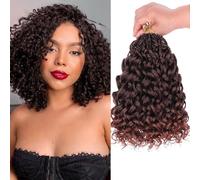 Mscat Gogo Curl Crochet Hair - 8 paquetes de cabello rizado de ganchillo de 25,4 cm, color rojo cobrizo, rizado, trenzas de caja de diosa, cabello sintético para mujer (8 paquetes, T350#)