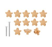 MSCHENZW Paquete de 12 pomos de madera bohemios para cajones, tiradores de madera en forma de estrella con 24 tornillos para gabinete, muebles, fácil de instalar, fácil de usar