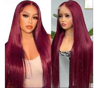 MSCLARA Pelucas de cabello humano lacio con encaje frontal HD de 13 x 4 pulgadas, densidad del 200 %, pelucas de cabello humano prearrancado para mujeres afroamericanas