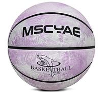 MSCYAE Balón de baloncesto tamaño 5,balones de baloncesto para jóvenes,Mini-balón de baloncesto tamaño 3,Balón de baloncesto para interior y exterior color violeta y blanco tamaño 5
