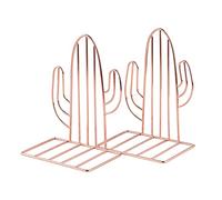 MSDADA 1 Pares de Sujetalibros de Cactus para Libros, CD y Niños, de Metal, Soporte para Libros, Libro para Oficina, Sujetalibros Regalo del Dia del Niño (Oro Rosa)