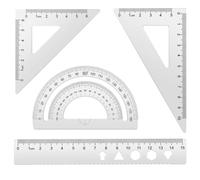 MSDADA Juego de Reglas de Aleación de Aluminio de 4 Piezas, Transportador, Triángulo, Matemáticas, Geometría, Juego de Herramientas, Regla de Escala, para Estudiantes, Profesores, Ingenieros(Plata)