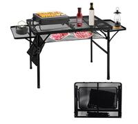 MSDADA Mesa plegable para parrilla, mesa portátil de aluminio ajustable en altura para camping, picnic, patio, comedor, barbacoa, fiesta, color negro (3624 pulgadas)