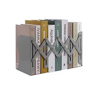 MSDADA Sujetalibros, Ajustables de Metal Telescópico Sujetalibros Originales, Libro Soporte de para Biblioteca Escuela Oficina en el Hogar Decoración(Gris)