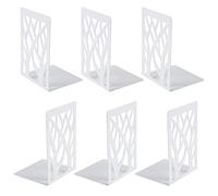 MSDADA Sujetalibros, Apoya Libros de Metal, Diseño de árbol Decoración Sujetalibros Originales Oficina Soporte Libros de para Hogar, Oficina y Escuela, Blanco (3 pares)