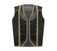 MSemis Chaleco de Príncipe Aladino para Niños Disfraz Aladdins de Cuento de Hadas Cosplay Árabe Chaleco de Fiesta Carnaval Halloween 5-16 Años S Negro 15-16 años