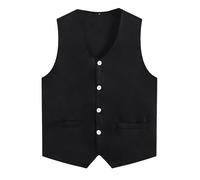 MSemis Chaleco Voluntario para Niños Chaleco de Traje Uniforme de Actividades Voluntaria Chaqueta sin Manga con Botones Chaleco de Fiesta 5-16 Años A Negro 9-10 años