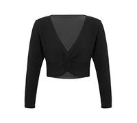MSemis Chaqueta Cruzada de Danza Ballet para Niña Cárdigan Elegante de Danza Clásica Top Manga Larga de Yoga Gimnasia Disfraz Bailarina Niña V Negro 12-14 años
