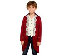 MSemis Chaqueta Príncipe de Niños Disfraz Renacentista Chaquetón Steampunk de Medieval Renacentista Esmoquin Disfraz de Fiesta para Juegos de Rol Actuación 5-16 Años Rojo 11-12 años