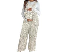 MSemis Combinado Floral Embarazo Combinados Boho Mono De Piernas Anchas Conjunto Verano Un Solo Trozo Disco Crema S