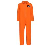 MSemis Disfraz de Cárcel para Niños Mono Recluso Preso de Naranja Mono Presidiario de Cosplay Uniforme de Prisión Disfraz de Cosplay 5-16 Años Naranja 11-12 años