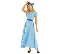 MSemis Disfraz Princesa Wendy Mujer Vestido Largo Princesa Azul Chica Cosplay Peter Pans Traje Alicia País Nunca Jamás Disfraces Fiesta Halloween Navidad Azul A L
