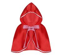 MSemis Disfraz Rojo de Caperucita para Bebé Niña Cosplay Halloween Fiesta Capa con Capucha Lazo de Cuadros Disfraces Infantiles Accesorio Rojo M-L