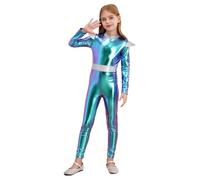 MSemis Disfraz Soldado del Espacio para Niñas Mono de Robot Holográfico con Diadema de Alienígena Disfraz de Alien del Espacio Exterior de Cosplay 5-16 Años Azul A 7-8 años
