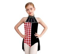 MSemis Leotardo Gimnasia Rítmica Niña Body Ballet Maillot Danza con Falda Tul y Pedrería Brillante Disfraz de Payaso Circo para Fiesta Actuación 5-16 Años Negro 5-6 años