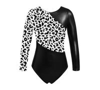 MSemis Leotardos Danza Niñas Maillot Gimnasia Rítmica Body Brillante de Manga Larga Maillot de Danza Disfraz de Bailarina Ballet 3-16 Años D Negro 13-14 años