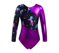 MSemis Leotardos Danza Niñas Maillot Gimnasia Rítmica Body Brillante de Manga Larga Maillot de Danza Disfraz de Bailarina Ballet 3-16 Años D Morado 7-8 años