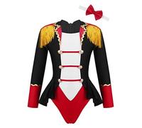 MSemis Maillot de Danza Niña Maillot Trapecista de Domador Circo Disfraz Majorette Negro 7-8 años