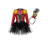 MSemis Maillot de Danza para Niña Manga larga Leotardo de Gimnasia Circo Maillot de Trapecista de Domadora Disfraz de Majorette 3-16 Años D Rojo 9-10 años