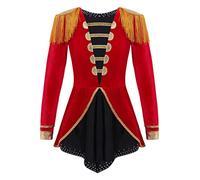 MSemis Maillot de Danza para Niña Manga larga Leotardo de Gimnasia Circo Maillot de Trapecista de Domadora Disfraz de Majorette 3-16 Años Rojo A 13-14 años