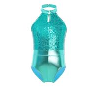 MSemis Maillot Lentejuelas de Gimnasia Rítmica para Niñas Maillot de Patinaje Artístico Leotardos Danza Ballet Body Deportivo para Actuación V Verde 6 años