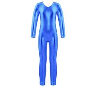MSemis Mono Brillante de Baile para Niña Mono Gimnasia Rítmica de Manga Larga Jumpsuit Metalizado Elástico Bodies de Danza Ballet Disfraz Bailarina Ropa Deportiva 3-14 Años Azul 10 años