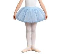 MSemis Niña Falda Gasa De Patinaje Artístico Ropa Baile Bailarina Fiesta Actuación En El Escenario Evento Punto Azul Claro 4-6 años