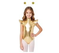 MSemis Niña Ropa Baile Actuaciones En El Escenario Traje Disfraz Galaxia Cósmica Manga Volante Fiesta De Cine Oro 5-6 años