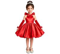 MSemis Niña Vestido Fiesta Princesa De Noche Gala Elegante Disfraz Traje | Nudo Moño En La Espalda,Mangas Desmontables,Plegado Forma A,Fiestas De Cumpleaños,Pascua,Reuniones Familiares,Evento Festivo