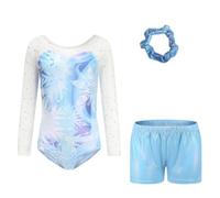 MSemis Niños Leotardo Baile Con Shorts Tumbas De Gimnasia Para Niñas Body Azul claro 5-6 años