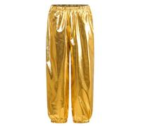 MSemis Pantalones Largos de Brillantes Metálicas para Niños y Niñas Pantalones de Baile Jazz Hip-Hop para Fiesta Actuación 2-16 Años Dorado 13-14 años