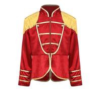 MSemis Traje de Director de Banda de Rock para Niños Chaqueta de Guardia Real de Banda de Música de Marcha Uniforme Baterista de Tambores en el Ejército Celebración Rojo 15-16 años