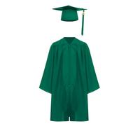 MSemis Trajes de graduación infantiles para niños y niñas toga y birrete de graduación atuendos para día especial sesiones de fotos y fiestas ceremonias graduación Verde oscuro 8-9 años