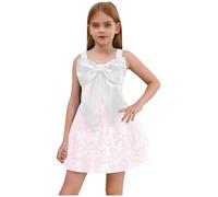 MSemis Vestido Corto de Niña Princesa con Lentejuelas y Bowknot Concurso Vestido de Gala Sin Mangas para Eventos Formales y Fiestas de Cumpleaños 5-14 Años
