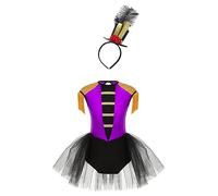 MSemis Vestido de Danza Ballet para Niña Maillot Domadora de Circo Vestido de Gimnasia Rítmica Patinaje Disfraz de Bailarina Circo Ringmaster Costumes 2-16 Años T Morado 13-14 años