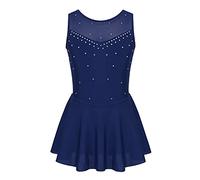 MSemis Vestido de Patinaje Artístico para Niña Maillot sin Manga de Gimnasia Rítmica Vestido de Danza Ballet Disfraz de Bailarina T Azul Oscuro 9-10 años