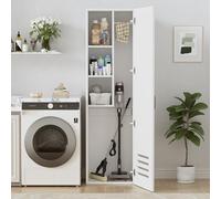 MSFE Armario Escobero Multiusos,40 cm de Ancho,con Estantes y Barra,Ventilación,Estrecho,Armario para Escobas Madera para Productos de Limpieza,Escobas y Aspiradora,160 * 40 * 30CM,Blanco