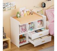 MSFE Cambiador bebe 2 en 1 Mueble Cambiador Bebe, Cómoda con Desmontable Comoda Cambiador, 2 Cajones y 3 Compartimentos, Cajonera de 94.7x40x81.2cm, Blanco