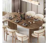 MSFE Mesa Comedor Ovalada, Moderna Mesa de Comedor Grande 190x90x76cm para 6-10 Personas, Patas de Mesa en Forma de V, para la Sala de Estar y el Comedor, Sala de reuniones, Marrón Vintage