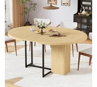 MSFE Mesa de Comedor Extensible Redonda 120-150x120x75.5CM Mesa Extensible Cocina Madera para 4-8 Personas Mesa de Cocina Extensibl con Estante de Almacenamiento Industrial Mesa de Comedor o Co-CINA