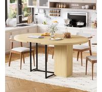 MSFE Mesa de Comedor Extensible Redonda Mesa Extensible Cocina Madera para 4-8 Personas 120-150x120x75.5CM Mesa de Cocina Exten-sible con Estante de Almacenamiento Industrial Mesa de Comedor o Cocina