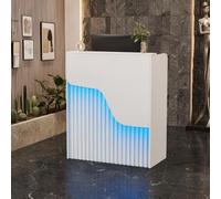 MSFE Mostrador de Recepción con LED Escritorio de Recepción Compacto Mueble de recepción con Cajón con Cerradura Mostrador de Venta Pequeño Mostrador de Tienda para Oficina, Salón, Cafetería