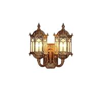 MSGIRVLZL Aplique Clásico Retro Estilo Industrial Creativo Clum Iluminación de Pared Exterior Decorativa Balcón Exterior Pasillo Nórdico Bar Teatro Foco de Emergencia E27 Aplique Impermeable/Bronce_C
