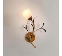 MSGIRVLZL Aplique de Pared de Cristal con Forma de Flor, Apliques de Pared de Cocina Dorados Vintage Sobre el Fregadero, Lámpara de Tocador de Baño Doble Montada en la Pared, Lámpara de Pared Antigua