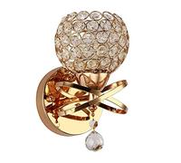 MSGIRVLZL Apliques de Pared de Cristal Estilo Nórdico Deo Inoxidable E14, Focos Creativos Enchufables Adecuados para Pasillo, Dormitorio, Estudio, Aplique de Pared Dorado