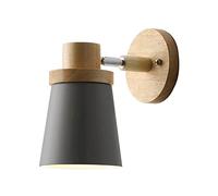 MSGIRVLZL Applique De Chevet En Bois Avec Abat-Jour En Métal, Applique Murale Macaron Pour Chambre D'Enfant, Appliques Murales De Chevet À Tête Unique Avec Fonction Réglable, Appliques Murales Minimal